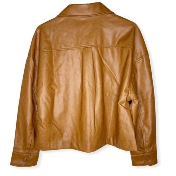 AVEC LES FILLES Faux Leather Crop Jacket in Cognac - Picture 4 of 7